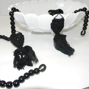 Black Wood Bead Garland Boho Decorative Fall Decor 6 Feet NEW